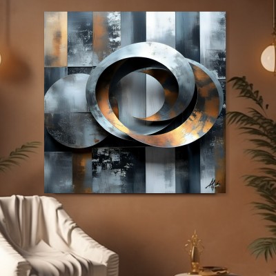 Metallische Ringe in Grau und Kupfer