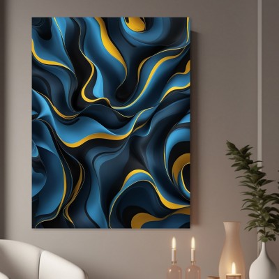 Abstrakte Wellen in Blau und Gold