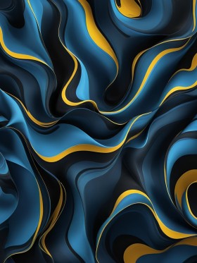 Abstrakte Wellen in Blau und Gold