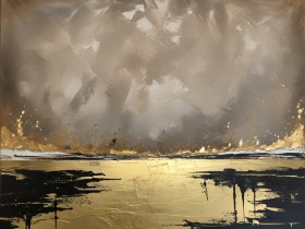Goldene Horizontlinie in Grau