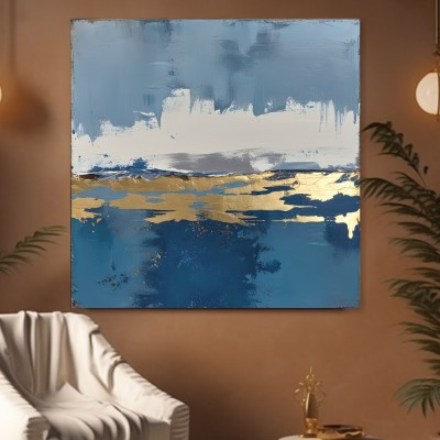 Abstrakte Küstenlinie in Blau und Gold
