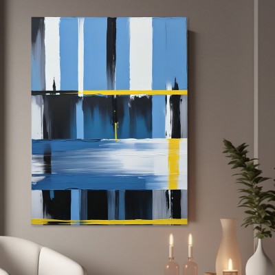 Abstrakte Komposition in Blau und Gelb