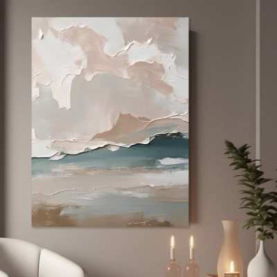 Abstrakte Küstenstille in Beige und Blau
