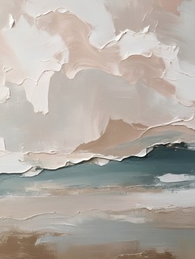 Abstrakte Küstenstille in Beige und Blau