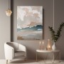 Abstrakte Küstenstille in Beige und Blau