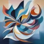 Abstrakte Formen in Blau und Orange