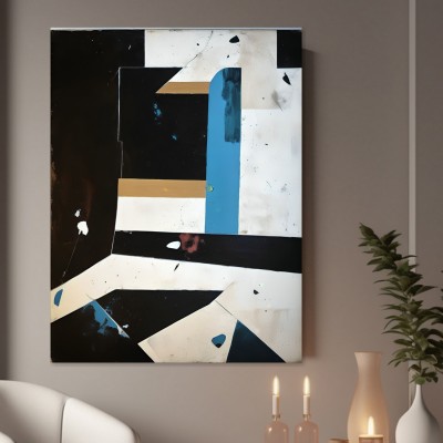 Abstrakte Geometrie in Schwarz und Blau