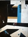 Abstrakte Geometrie in Schwarz und Blau
