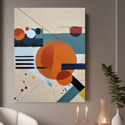 Abstrakte Geometrie in Orange und Blau