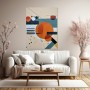 Abstrakte Geometrie in Orange und Blau