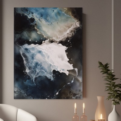 Abstrakte Strömung in Blau und Schwarz