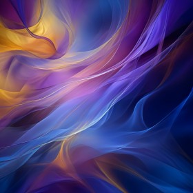 Fließende Farben in Blau und Gold
