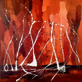 Abstrakte Linien in Rot und Orange