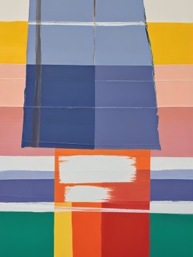 Geometrische Farbflächen in Blau und Orange