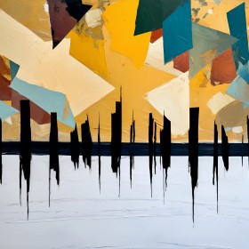 Abstrakte Skyline in warmen Farben