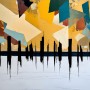 Abstrakte Skyline in warmen Farben
