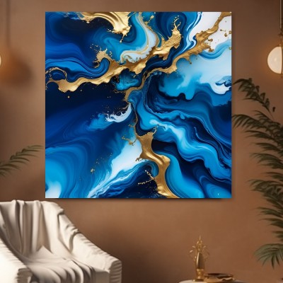 Abstrakte Goldwellen in Blau