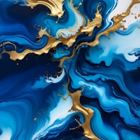 Abstrakte Goldwellen in Blau