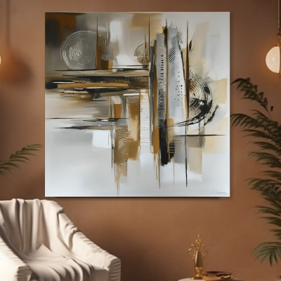 Abstrakte Metropole in Gold und Grau