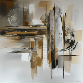 Abstrakte Metropole in Gold und Grau