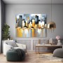 Abstrakte Skyline in Gold und Grau