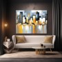 Abstrakte Skyline in Gold und Grau