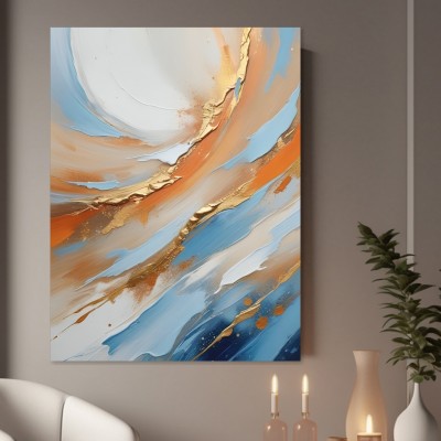 Abstrakte Strömung in Blau und Gold