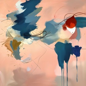 Abstrakte Farbkomposition in Blau und Rosé
