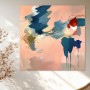 Abstrakte Farbkomposition in Blau und Rosé
