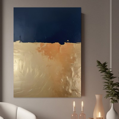 Abstrakte Küstenruhe in Blau und Sand