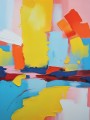 Farbenfrohe Abstraktion in Gelb und Blau