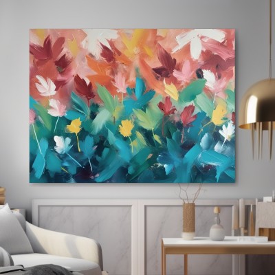 Abstrakte Blüten in Türkis und Rosé