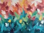 Abstrakte Blüten in Türkis und Rosé