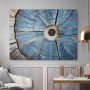 Blaue Holzstruktur im Querschnitt
