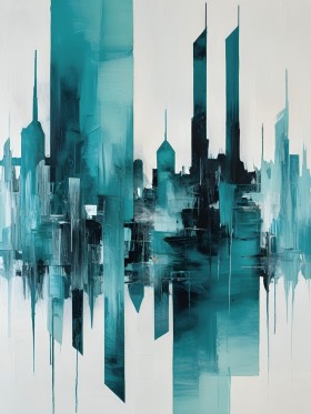 Abstrakte Skyline in Türkis