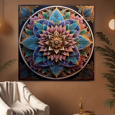 Florales Mandala in Türkis und Gold