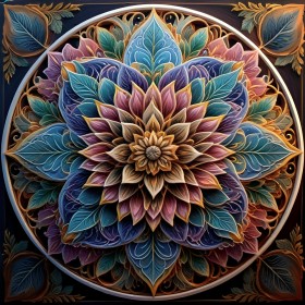 Florales Mandala in Türkis und Gold