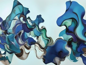 Abstrakte Wellen in Blau und Türkis