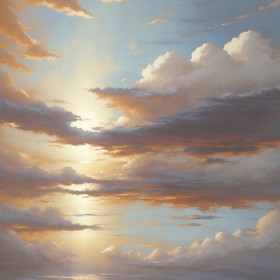 Wolkenhimmel im Abendlicht