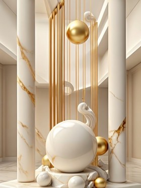Goldene Marmorsphäre
