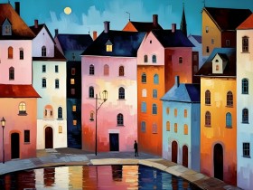 Bunte Altstadt am Wasser
