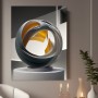 Abstrakte Skulptur in Grau und Gold