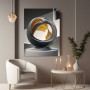 Abstrakte Skulptur in Grau und Gold