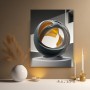 Abstrakte Skulptur in Grau und Gold