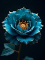 Türkisfarbene Blüte mit Goldakzenten