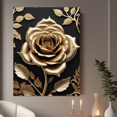 Goldene Rose auf Schwarz