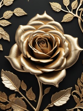 Goldene Rose auf Schwarz