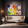 Bunte Smiley-Blumen Pop Art