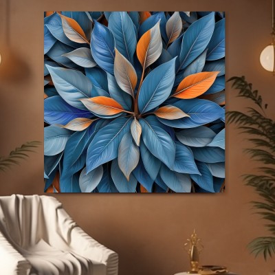Blaue Blätter mit Orange Akzenten