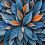 Blaue Blätter mit Orange Akzenten